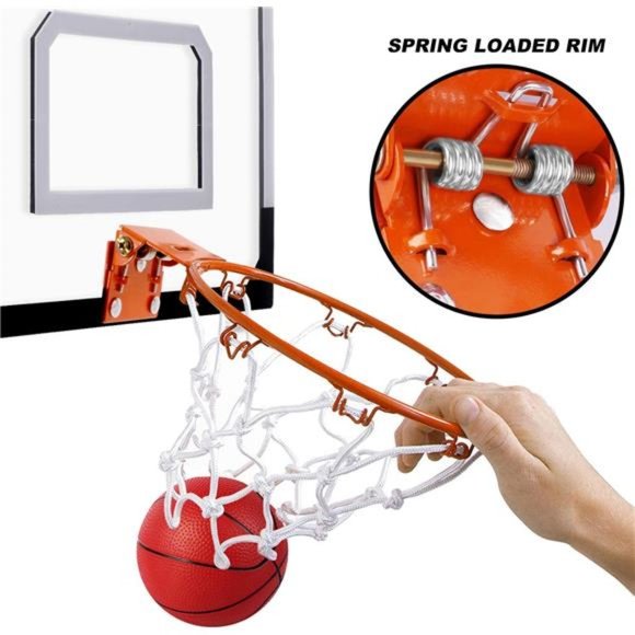 Indoor Mini Basketball Hoop Set for Kids - 17" x 12.5" Door Basketball Hoops - Picture 3 of 6